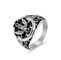Vente en gros usine Bague pour homme en acier inoxydable, style rétro, design original, double tête américaine, style hip-hop imposant, bijoux