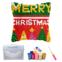 Kit de coussin en crochet à motif de Noël pour adultes débutants, fleurs colorées, bricolage, artisanat fait main, décoration de la maison
