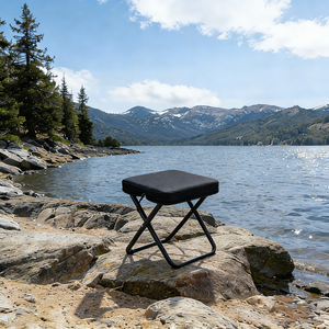 Chaise <span class=keywords><strong>de</strong></span> camping pliante carrée portable personnalisée en polyester, ultra-légère avec cadre en fer, pour extérieur, voyage, plage, pique-nique, durable et robuste - Product Image 4