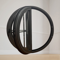 Ventana Circular Fija de Doble Acristalamiento, Estilo Europeo, Moderna y Personalizada, de Aluminio con Puente Térmico, para Villas y Hoteles, con Diseño Gráfico
