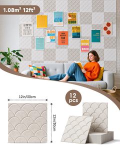 Paneles acústicos modernos para oficina en casa, paneles de pared insonorizados autoadhesivos de alta densidad, diseño de techo de puerta Beige - Product Image 4