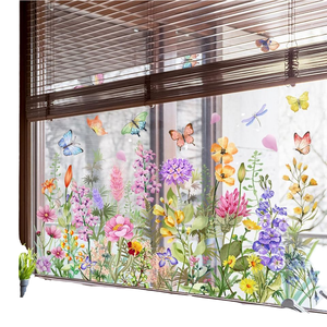 Calcomanía Decorativa para Ventana con Ramo de Flores Coloridas, Adhesivo de Vinilo Reutilizable a Prueba de Agua, Impresión UV Brillante, Decoración para el Hogar - Product Image 4