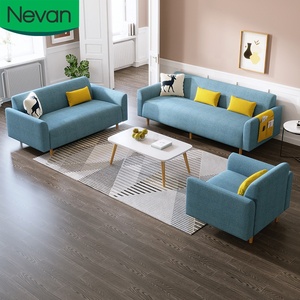 Designer Nordic Blue Sectional European Fabric Modern 3 Seater Living Room Furniture Sofa Sets for <strong>Small</strong> <strong>Spaces</strong> - Product Image 1