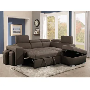 Positano Tempat Tidur Sofa Sudut Modern, Desain Terbaru 3 dengan Penyimpanan