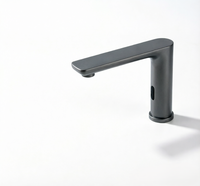 Robinet à capteur moderne sans contact, monotrou, en acier inoxydable 304 chromé gris anthracite, pour chambre à coucher, durée de vie commerciale