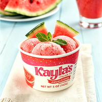 Gobelets à glace en papier kraft recyclé de qualité supérieure, imprimés avec logo personnalisé, 3oz-8oz, à paroi simple, de qualité alimentaire, écologiques, avec couvercle et cuillère