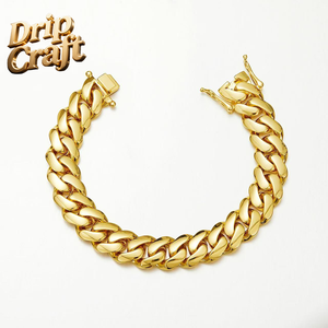 Collar de Cadena Cubana de Oro Real con Eslabón Liso de 10/12/14/16/18/20/22mm de Ancho y Hebilla de Mariposa con Piedras de Diamante de Zirconia - Product Image 3