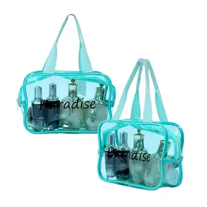 Nueva moda, bolsa transparente de Pvc transparente personalizada con cremallera, bolsas de maquillaje de gelatina, bolsa de playa de Pvc