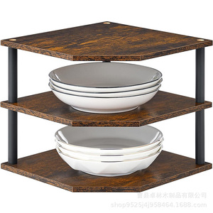 Cross-border wooden cabinet tray <b>plate</b> divider <b>rack</b> kitchen countertop dish divider storage board - Product Image 2