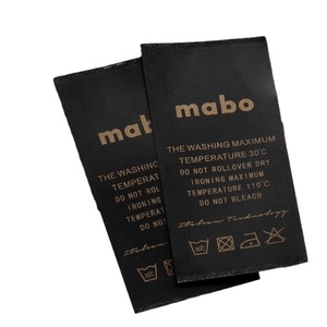 Nhà Sản Xuất Tùy Chỉnh Đen In Rửa Nhãn May Mặc <span class=keywords><strong>Satin</strong></span> Dress <span class=keywords><strong>Label</strong></span> Hướng Dẫn Thành Phần Nhãn - Product Image 1