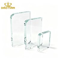 Plaque de récompense rectangulaire vierge en verre cristal K9 personnalisée en gros avec bord incurvé pour gravure laser de logo
