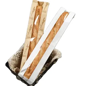 Customized French Long Bread Container Paper Bag Food Grade Disposable Oil-Proof Baguette Packing Bag