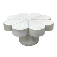 Table basse INNOVA au design nordique moderne européen, en forme de fleur, en bois massif blanc, durable, portable, facile à assembler