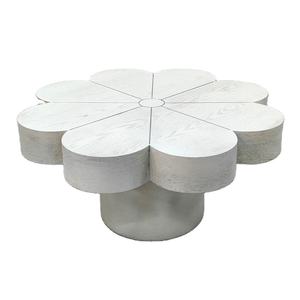 Mesa de Centro de Madera Maciza Blanca con Forma de Flor Decorativa de Diseño Europeo Moderno Nórdico INNOVA para Sala de Estar - Product Image 1