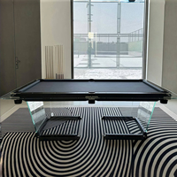 Table de billard de luxe en verre et bois avec plateau en ardoise, 7, 8 ou 9 pieds, transparente, personnalisable, professionnelle, pour intérieur, ensemble complet
