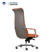 Chaise de bureau exécutive ergonomique moderne à dossier haut en cuir, pivotante à 360°, hauteur réglable, cadre en bois, inclinable, base en aluminium, garantie 6 ans