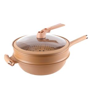 Poêle en céramique en pierre de Maifan, antiadhésive, micro-pression avec cuiseur vapeur, sans fumée, wok pour cadeaux, vente en gros - Product Image 1