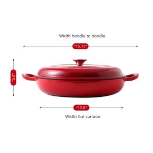 Cacerola Poco Profunda Esmaltada de 30 cm, Sartén de Hierro Fundido Esmaltado <span class=keywords><strong>con</strong></span> Tapa - Product Image 5