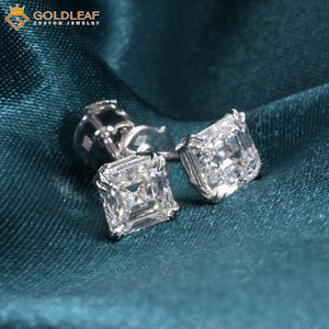 Boucles d'oreilles clous en or plaqué or 10K 14K 18K avec diamants de laboratoire taille Asscher IGI DEF VVS 0.5CT-2CT, cadeau de mariage, bijoux Goldleafgem - Product Image 5