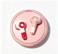 Earphone nirkabel berwarna merah muda berkualitas tinggi dari Amerika Serikat, dengan fitur pengisian daya cepat dan peredam bising otomatis.