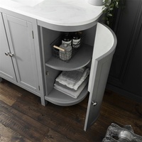 Vanity kamar mandi kustom Modern, panel lengkung dengan cermin wastafel kelas atas meja rias kamar mandi