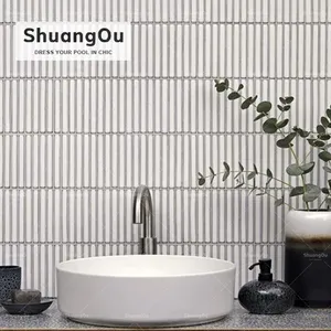 긴 스트립 모자이크 타일 벽 키트 캣 주방 샤워 Backsplash 욕실 스트립 타일 22*145mm