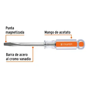 Destornillador plano BOX 6 con mango de acetato y eje cuadrado de 1/4 x 4' - Product Image 1