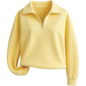 Sudadera personalizada para mujer con cremallera de un cuarto, cuello y manga larga, hombros caídos, estilo casual para otoño - Product Image 3