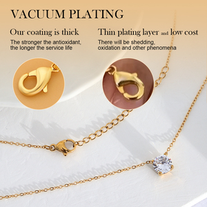 Collier pendentif rond simple en acier inoxydable plaqué or 18 carats PVD, collier géométrique en zircon, bijoux de <span class=keywords><strong>naissance</strong></span>, cadeaux - Product Image 3