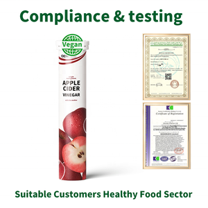 Tabletas Efervescentes de Vinagre de Manzana Orgánico de Marca Privada OEM, 100% a Base de Plantas, Cumple con las Normas de la UE, Suplemento Vegano - Product Image 5