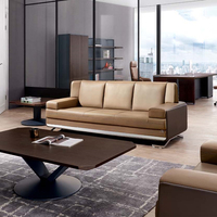 Salle de réunion de réception personnalisée Mobilier design moderne en cuir de luxe Mobilier commercial Ensemble de canapés de bureau