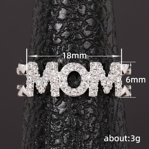Anello Regolabile MOM a Forma di Cuore con Pavé per Donne, Elegante Regalo, Gioiello da Dito alla Moda - Product Image 5