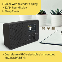 Abverkauf: Kabelloses DAB-Radio mit Integriertem Lautsprecher, Tragbarer Wecker, Farb-TFT-Display, 2 Alarme, 30 Senderspeicher, AC/DC-Adapter