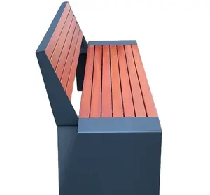 आउटडोर गार्डन अद्वितीय धातु लकड़ी की बेंच एल्यूमीनियम वाणिज्यिक पार्क आँगन बेंच