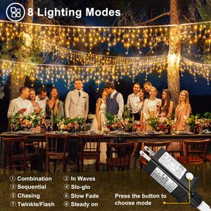LED Eiszapfen-Lichterkette für Innen und Außen mit Stecker, Warmweiße Lichterkette für Weihnachten, Haus, Hochzeit, Party, Feiertagsdekoration - Product Image 2