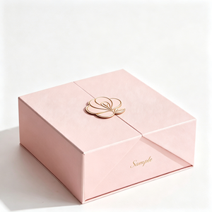 <b>Pink</b> Textured Paper <b>Gift</b> <b>Box</b> Floral Flap Custom Logo <b>Gift</b> Packing for Boutique Retail Packaging <b>Box</b> - Product Image 3