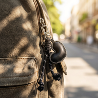 Porte-clés en cuir personnalisé en forme de cœur, écologique, avec cordon tressé, petit sac suspendu pour clés de voiture ou bijoux