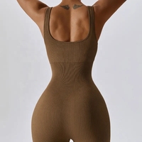 Combinaison vêtements pour femmes Fitness Workout Wear Ribbed Wear Sleeveless Elegant Romper Ribbed Knitting One Piece Jumpsuit