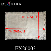 Napperons de table rectangulaires en lin ivoire 20x14 pouces, élégants pour la décoration de mariage rustique ou bohème