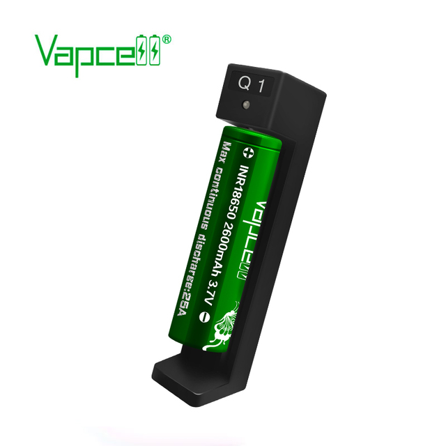 Vapcell Q1 Single 1 Slot 0.6A 5V Input 4.2v Output USB Charger for 10440/14500/16340/17335/17500/17650 Etc Li-ion Battery