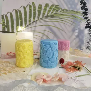 pretty floral pillar candle silicone mold
