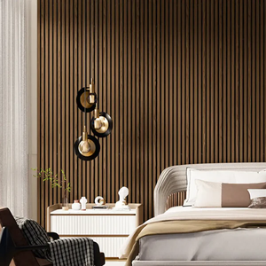 Panel de pared moderno de madera de nogal sintético con LED, diseño cuadrado, flexible, con orificios, BC-902, giratorio, aislante térmico e insonorizado - Product Image 6