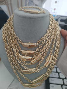 <span class=keywords><strong>2025</strong></span> EE. UU. Tendencia Tobillera Collar 6mm 14K Chapado en oro Cadena cubana Manaco Collar Pulsera Hombres Mujeres Joyería - Product Image 6