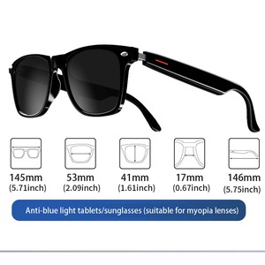 Lunettes de soleil intelligentes AI <span class=keywords><strong>pour</strong></span> sports de plein air avec appels mains libres, <span class=keywords><strong>musique</strong></span>, anti-lumière bleue, Bluetooth sans fil et traduction IA - Product Image 6