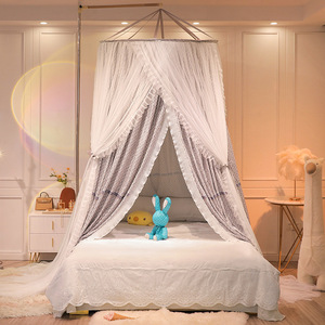 <span class=keywords><strong>Moustiquaire</strong></span> de lit suspendue pliable en voile, style baldaquin rond princesse, pour lit King Size, usage extérieur et domestique, toutes saisons - Product Image 1