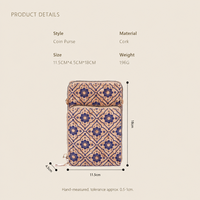 Portefeuille rétro en liège pour femmes, sac à bandoulière multifonctionnel, sac de téléphone portable portable, mini porte-cartes à fermeture éclair