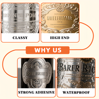 Etiquetas de Vino Metálicas Personalizadas al por Mayor con Relieve 3D en Oro/Plata para Whisky y Vodka