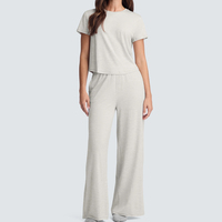 Ensemble haut et pantalon de nuit à manches courtes en coton bio pour femme, vêtements de maison durables, ensembles deux pièces pour femme