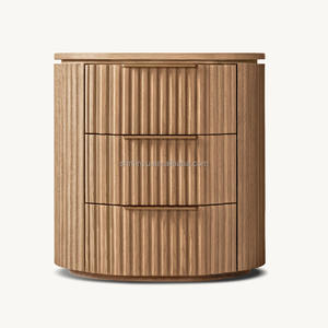 طاولة بجانب السرير من خشب البلوط الأمريكي الصلب MYHOME 2025، خزانة ليلية مغلقة بتصميم عصري فاخر لغرفة النوم، تصلح كأثاث منزلي - Product Image 5