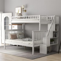 Lits superposés en bois pour enfants, faits à la main, avec escaliers